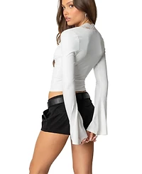 Edikted Womens Tina Lacey Plunge Neck Top