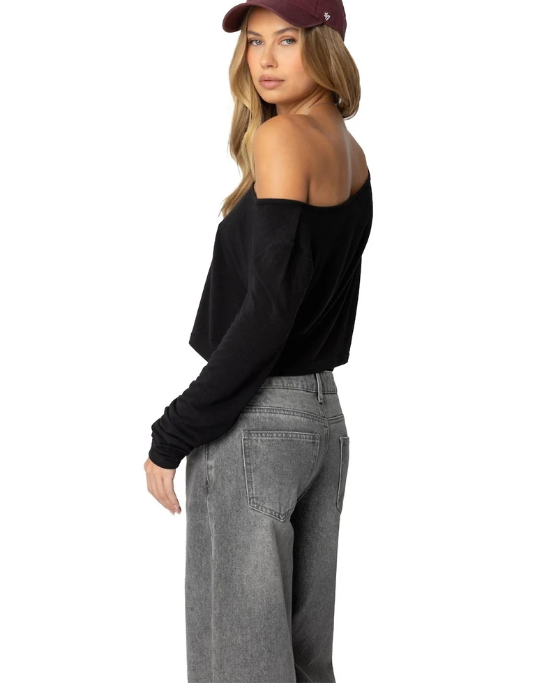 Edikted Women's Cropped Off Shoulder Top