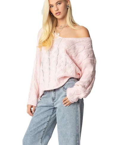 Edikted Women's Inga Oversized Cable Knit Sweater