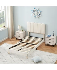 gaomon Twin Bed Frame for Boys & Girls, Upholstered Platform Bed Frame