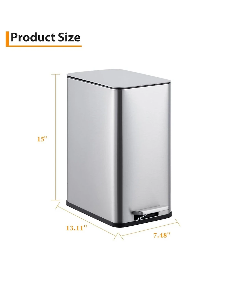 gaomon 2.6 Gallon Kitchen Trash Can, Stainless Steel Garbage Can