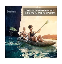 SereneLife 2-Person Inflatable Kayak Set, With Aluminum Oars & Pump, Camo Design