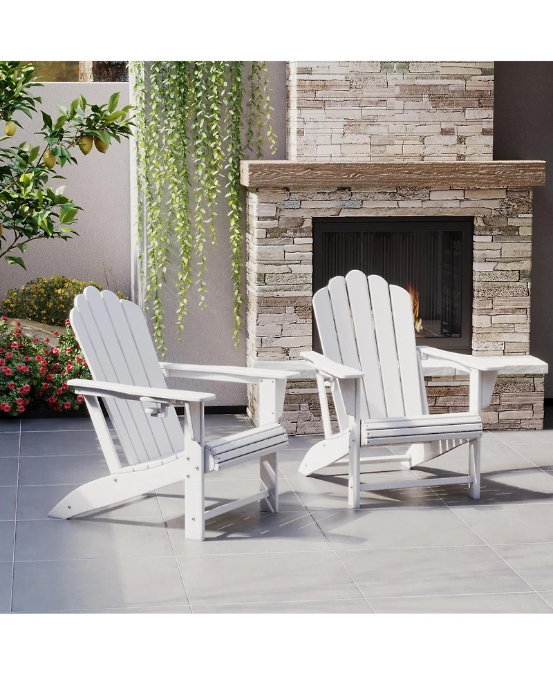 WestinTrends Outdoor Patio Hdpe Adirondack Chairs With Cup Holders (Set of 2)