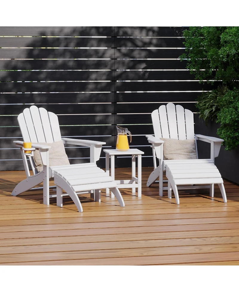 WestinTrends 5-Piece Adirondack Chair with Folding Ottoman and Table Set