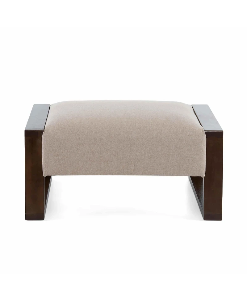 Vintage-Inspired Beige Ottoman with Wooden Legs, Stylish Footrest for Living Room, Bedroom, and Small Spaces-The Pop Home