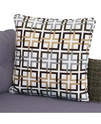 Outdoor Rattan Longford Patio Conversation Set with Chaise Lounge Sectional Sofa, Seat Cushions, and Coffee Table - Charcoal - 2pc