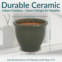 Studio Outdoor/Indoor High-Fired Glazed Uv- and Frost-Resistant Ceramic Planters with Drainage Holes