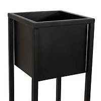 Modern Simplicity 8.25" Square Cold-Rolled Steel Outdoor Elevated Planter