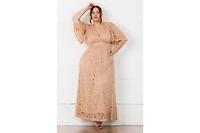 Kiyonna Plus Luminous Sequin Lace Evening Gown with Pockets