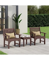 WestinTrends Outdoor Patio 3-Piece Hdpe Adirondack Garden Chairs with Square Adirondack Side Table Set
