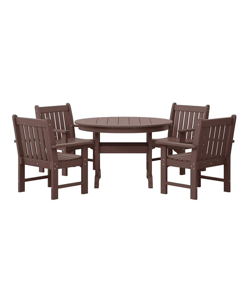 WestinTrends 5-Piece Hdpe Outdoor Patio Chair and Round Table Dining Set