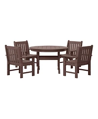 WestinTrends 5-Piece Hdpe Outdoor Patio Chair and Round Table Dining Set