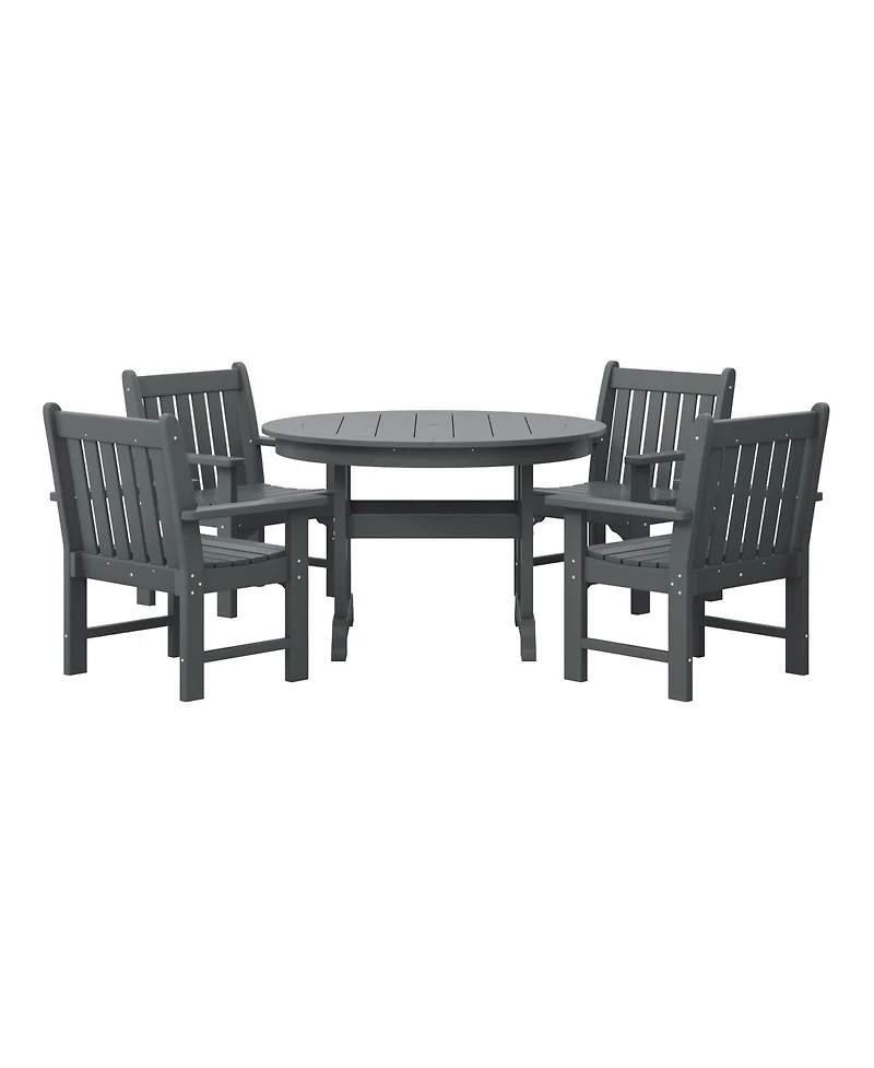 WestinTrends 5-Piece Hdpe Outdoor Patio Chair and Round Table Dining Set