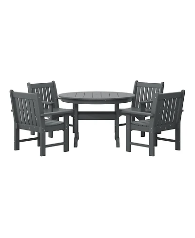 WestinTrends 5-Piece Hdpe Outdoor Patio Chair and Round Table Dining Set