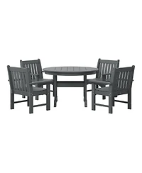 WestinTrends 5-Piece Hdpe Outdoor Patio Chair and Round Table Dining Set