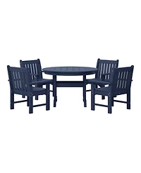 WestinTrends 5-Piece Hdpe Outdoor Patio Chair and Round Table Dining Set