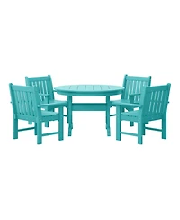 WestinTrends 5-Piece Hdpe Outdoor Patio Chair and Round Table Dining Set