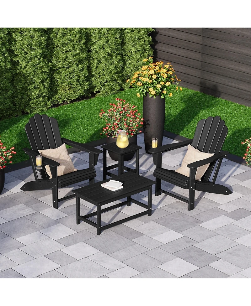 WestinTrends 4-Piece Adirondack Chairs with Cup Holders and Table Set