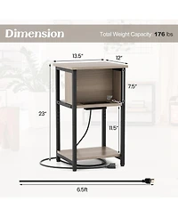 Gouun 3-Tier End Table with Usb Ports & Power Outlets-2 Pieces