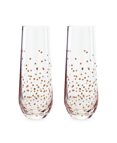 Jay Imports Confetti Gold Stemless Flutes, Set of 2