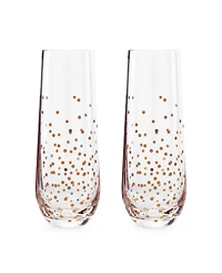 Jay Imports Confetti Gold Stemless Flutes, Set of 2