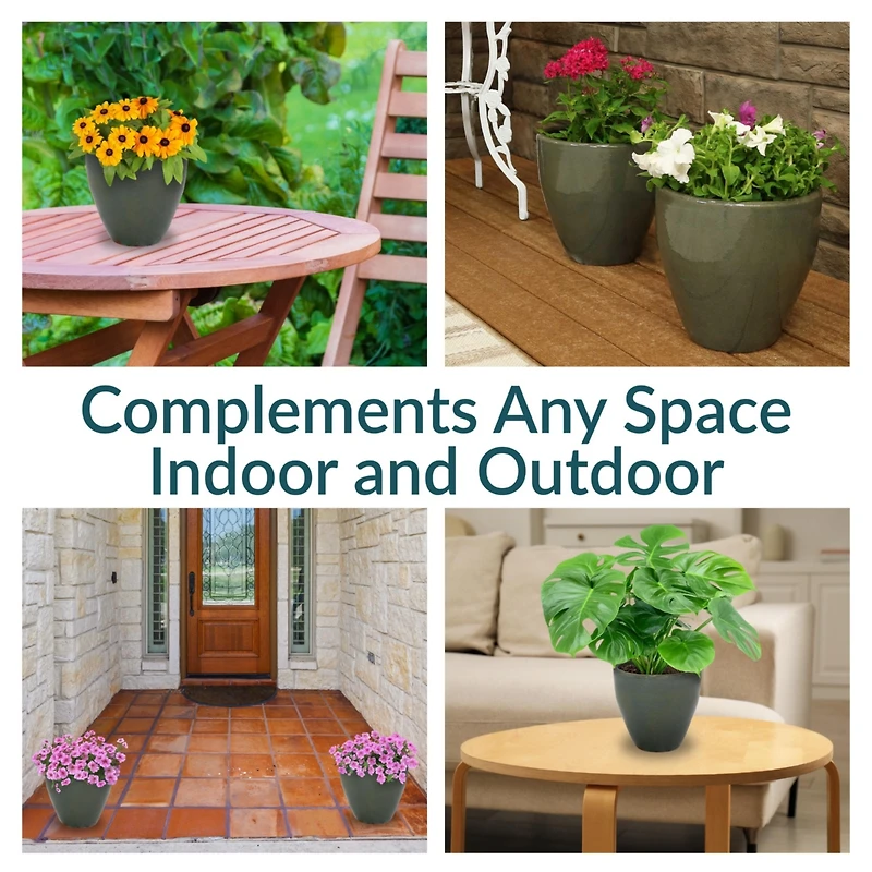 Resort High-Fired Outdoor/Indoor Glazed Uv- and Frost-Resistant Ceramic Planters with Drainage Holes