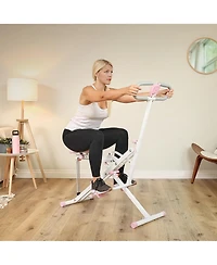 Sunny Health & Fitness Pink Smart Upright Row-n-Ride Squat Assist Exerciser with Free SunnyFit App via Bluetooth