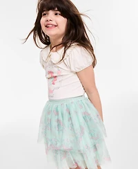 Disney Toddler and Little Girls 2-Piece Ariel Short Sleeve Top and Skirt Set