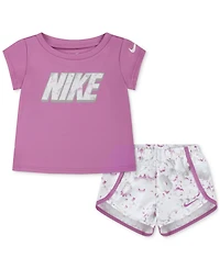 Nike Baby Girls Dri-fit Flow-ral T-Shirt & Shorts, 2 Piece Set