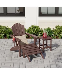 WestinTrends 3-Piece Adirondack Chair with Cup Holder and Folding Ottoman Table Set