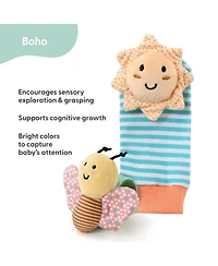 The Peanutshell Boho Baby Rattle Socks and Wrist Rattle Set, 5 Piece