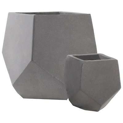 Outdoor Square-Top Lightweight Cement Planters - 2pk - Moondust