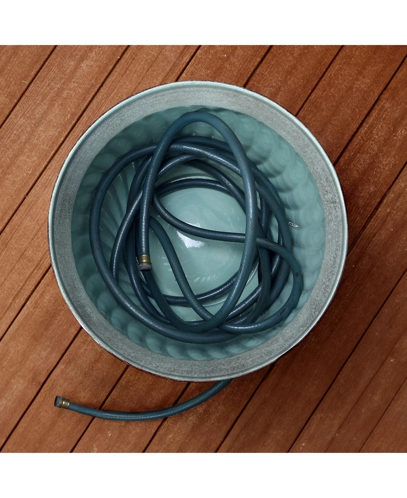 Outdoor Decorative Metal Garden Hose Holder with Lid