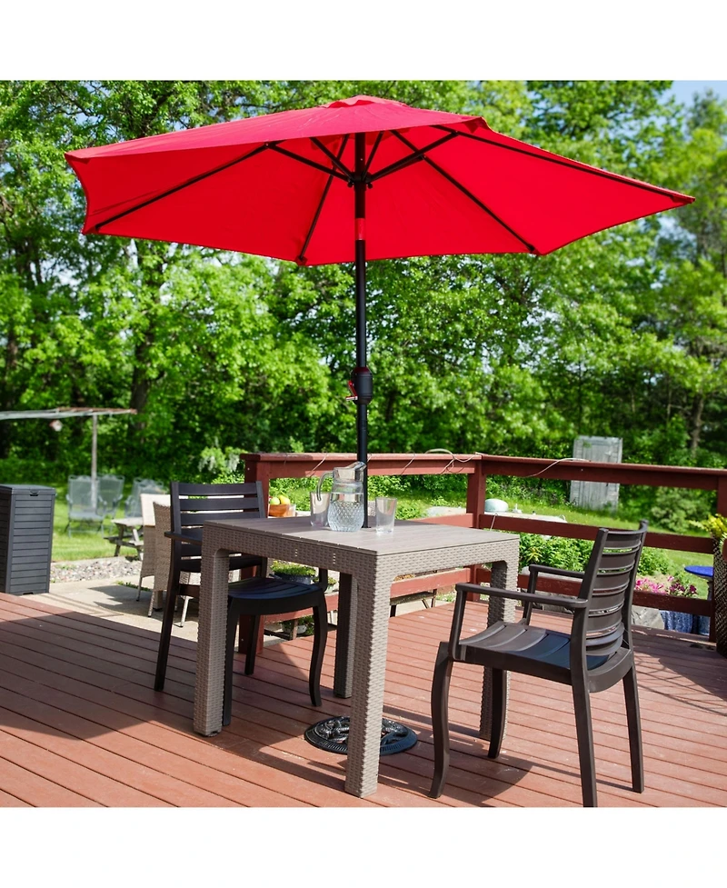 Outdoor Square Polypropylene Patio Dining Table with Faux Woodgrain Top - Champagne - 29.5"