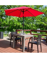 Outdoor Square Polypropylene Patio Dining Table with Faux Woodgrain Top - Champagne - 29.5"