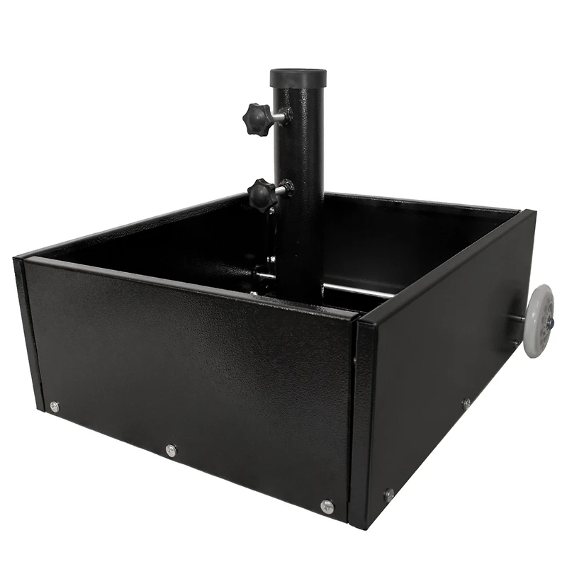 Rolling Outdoor Umbrella Base with Fillable Planter for Umbrellas 2" Diameter Poles