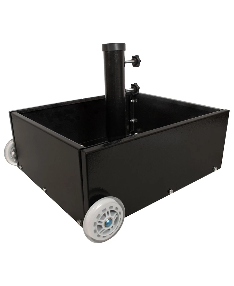 Rolling Outdoor Umbrella Base with Fillable Planter for Umbrellas 2" Diameter Poles