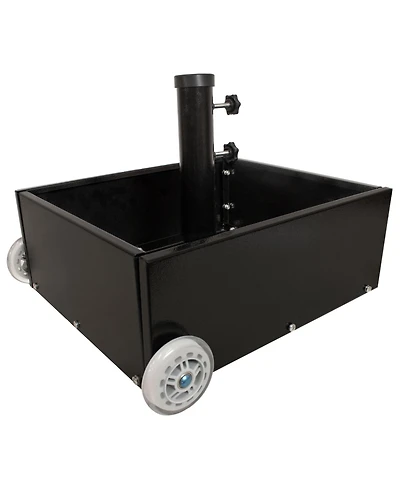 Rolling Outdoor Umbrella Base with Fillable Planter for Umbrellas 2" Diameter Poles