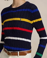 Polo Ralph Lauren Women's Striped Cable-Knit Cotton Sweater