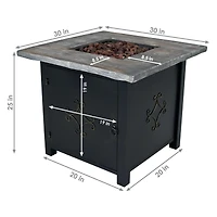 Outdoor Smokeless Patio Propane Gas Fire Pit Table with Lava Rocks - 30" Square
