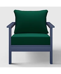 WestinTrends Outdoor Modern Hdpe Patio Navy Blue Club Chairs with Deep Seat Cushions (Set of 2)