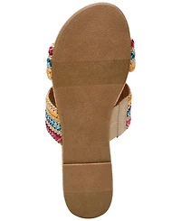 Dv Dolce Vita Women's Geeya Raffia Criss Cross Strap Flat Slide Sandals