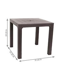 31" Square Polypropylene Indoor/Outdoor Patio Dining Table, Brown