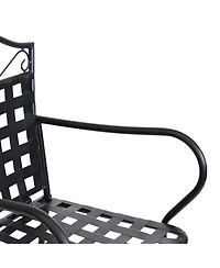 Outdoor Scrolling Wrought Iron Bar Chair and Table Set - Black