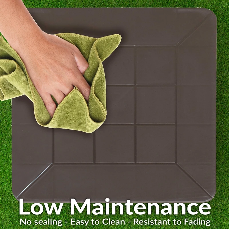 Square Patio Side Table - 16.75" Outdoor End Weather-Resistant Set of 4 Brown Grid Tabletop