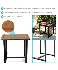 European Chestnut Rectangular Side Table with Steel Frame
