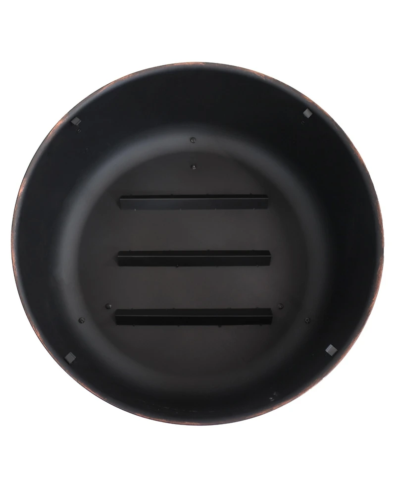 Heavy-Duty Steel Cauldron Fire Pit with Spark Screen and Pvc Protective Cover - 28.5-Inch Round - Brushed Bronze