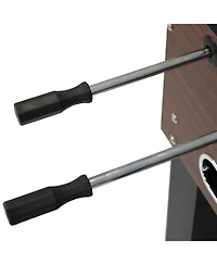 Indoor Classic Faux Wood Foosball Soccer Game Table with Manual Scorers and Folding Drink Holders - 5'