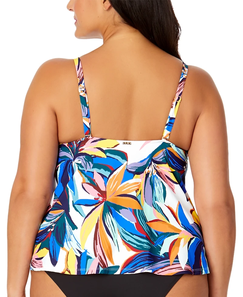 Anne Cole Plus Size Floral-Print Tankini Top