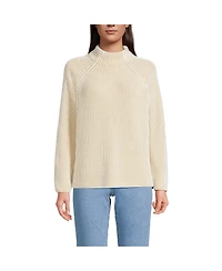 Lands' End Women's Drifter Two Color Shaker Mock Neck Sweater
